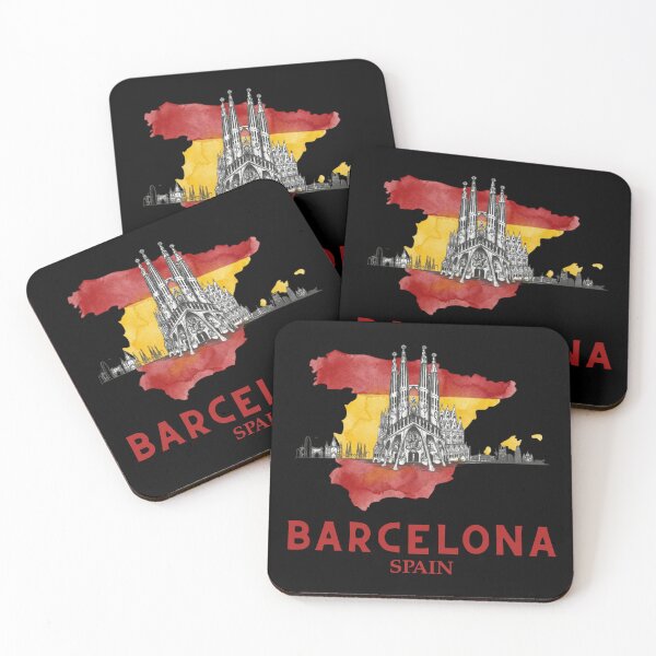 Item preview, Barcelona Spain Map Sagrada Familia Watercolor Travel Art designed and sold by Shopeon Designs.