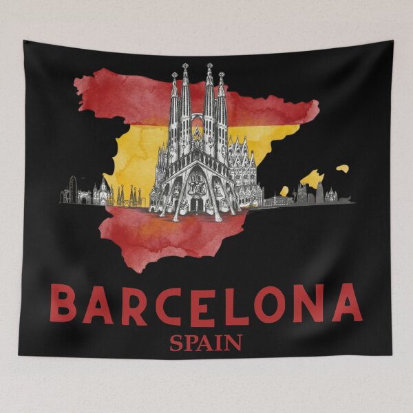 Item preview, Barcelona Spain Map Sagrada Familia Watercolor Travel Art designed and sold by Shopeon Designs.