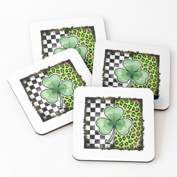 Item preview, Preppy St Patrick's Day, Retro Coquette St Patrick's Day Design, Faux Glitter Brushstrokes Bold Irish Clover, Checkered Shamrock designed and sold by DesignDenDo ⭐⭐⭐⭐⭐.