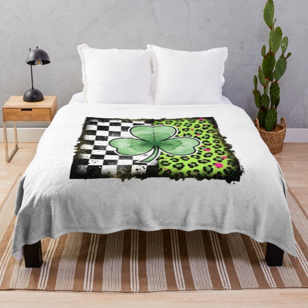 Item preview, Preppy St Patrick's Day, Retro Coquette St Patrick's Day Design, Faux Glitter Brushstrokes Bold Irish Clover, Checkered Shamrock designed and sold by DesignDenDo ⭐⭐⭐⭐⭐.
