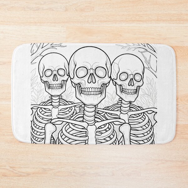 Item preview, Three Skeletons Gothic Line Art Colouring Design designed and sold by Shoot-The-Moon.