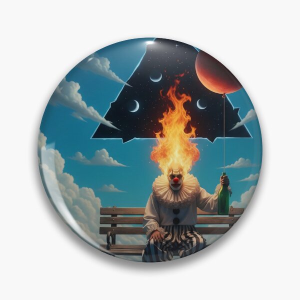 Item preview, Surreal Burning Clown on a Park Bench designed and sold by FUIRY .