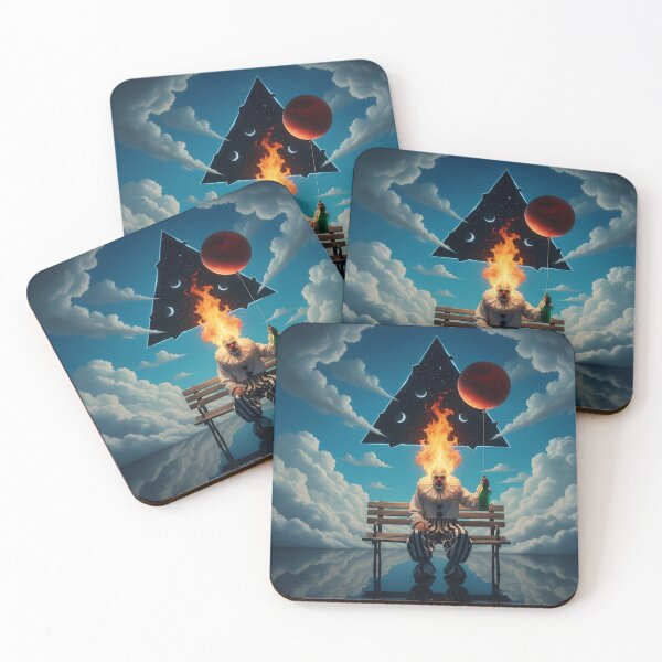 Item preview, Surreal Burning Clown on a Park Bench designed and sold by FUIRY .