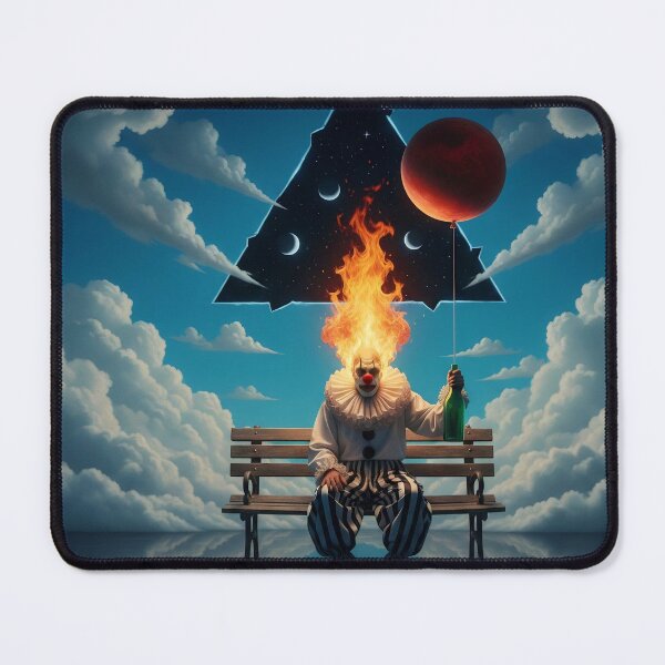 Item preview, Surreal Burning Clown on a Park Bench designed and sold by FUIRY .