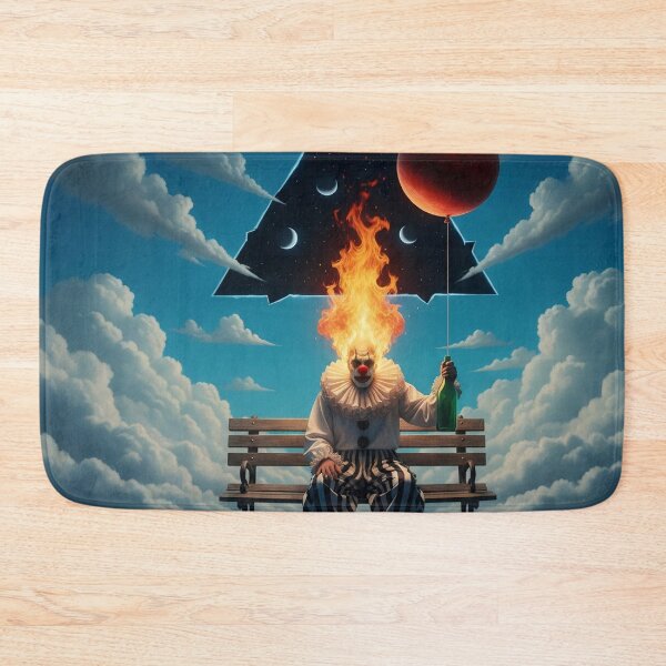 Item preview, Surreal Burning Clown on a Park Bench designed and sold by FUIRY .