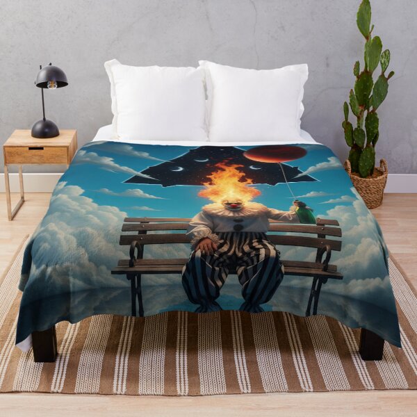 Item preview, Surreal Burning Clown on a Park Bench designed and sold by FUIRY .