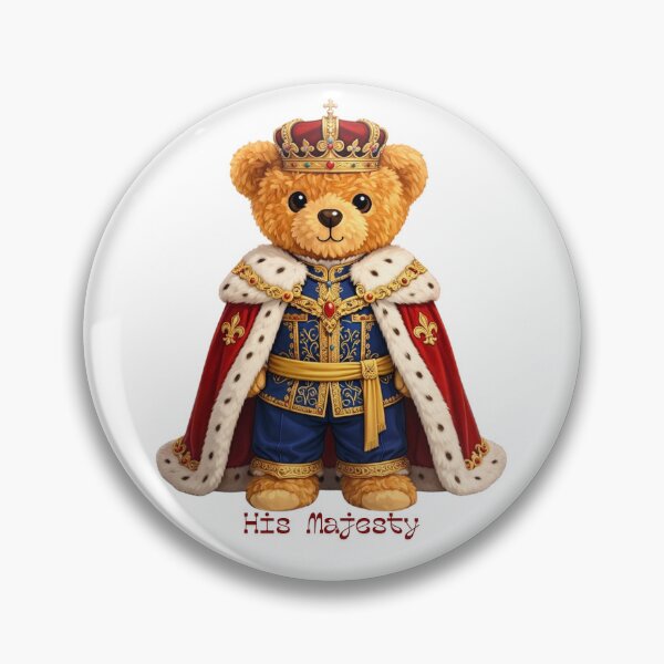 Item preview, Royal King Teddy Bear with Gold Crown and Red Cape - Majestic Cute Animal Art ? designed and sold by CuteBear87.