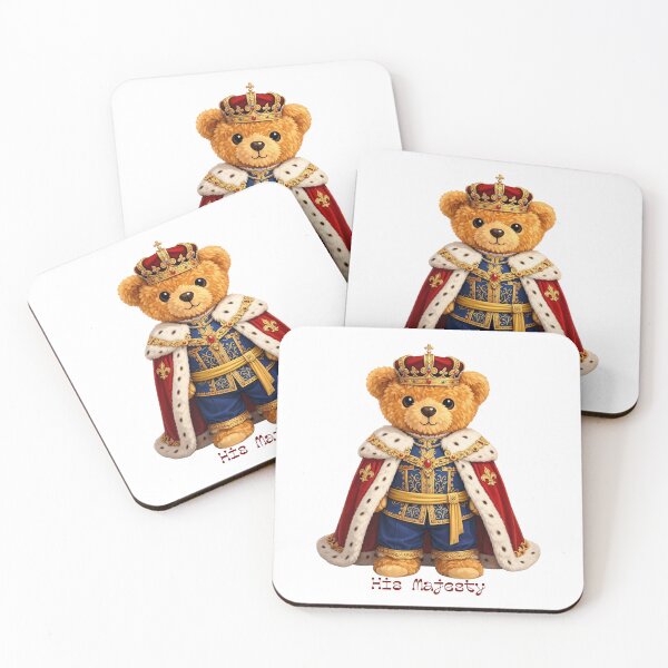 Item preview, Royal King Teddy Bear with Gold Crown and Red Cape - Majestic Cute Animal Art ? designed and sold by CuteBear87.
