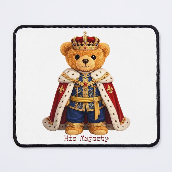 Item preview, Royal King Teddy Bear with Gold Crown and Red Cape - Majestic Cute Animal Art ? designed and sold by CuteBear87.