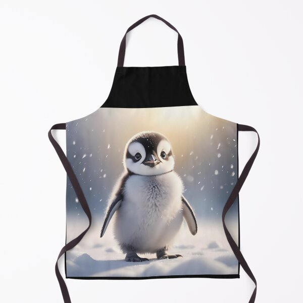 Item preview, Adorable Fluffy Baby Penguin in the Snow - Cute Winter Wildlife Art designed and sold by Dreamy Armine Art.