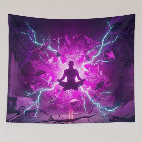 Item preview, Cyberpunk Zen Glitch Neon Storm Aesthetic designed and sold by MarCinu Art.
