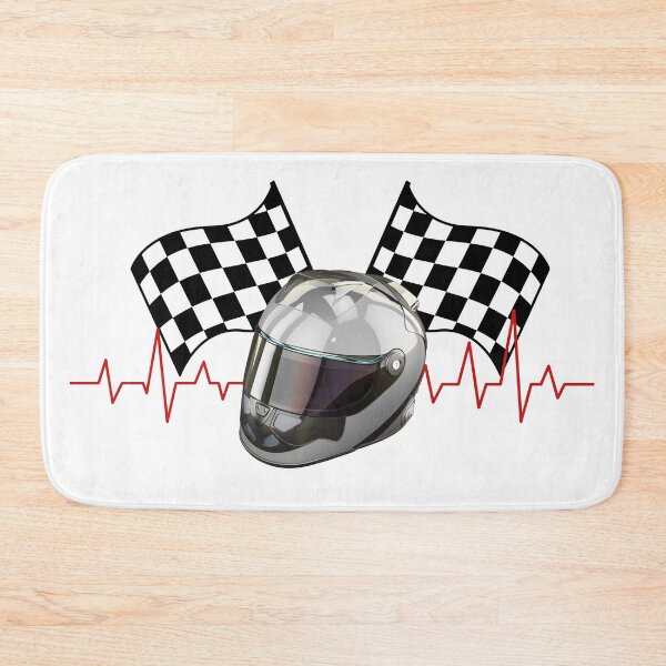 Item preview, F1 Helmet, Racing Flags & Heartbeat Line Graphic designed and sold by ShadeScapeArt.