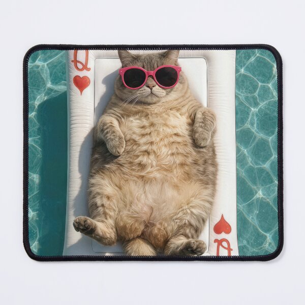 Item preview, Tabby Cat Floating On a Queen of Hearts Pool Float designed and sold by Maria Dryfhout.