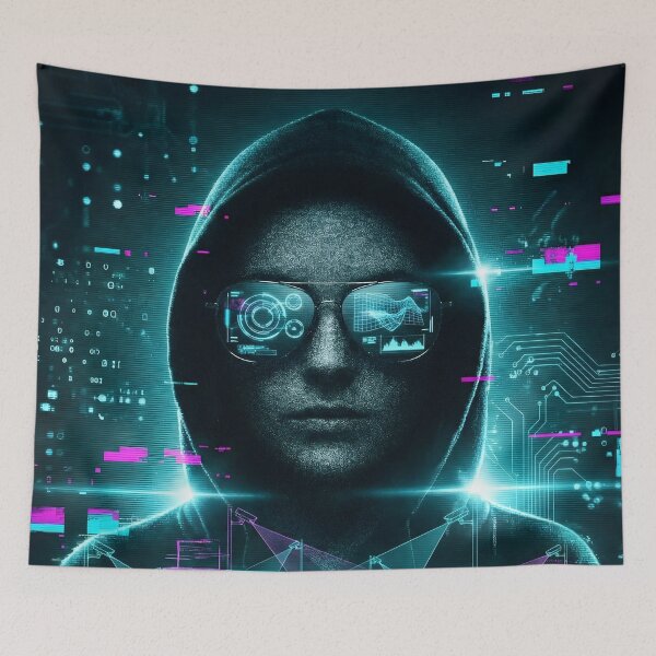 Item preview, Cyberpunk Hacker Glitch HUD Aesthetic 2026 designed and sold by MarCinu Art.