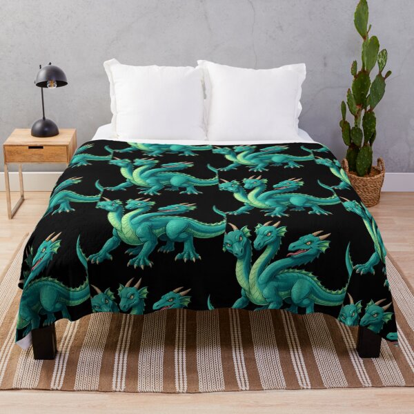 Item preview, Cute Green Three-Headed Hydra Dragon - Mythical Beast Cartoon Art designed and sold by Dreamy Armine Art.