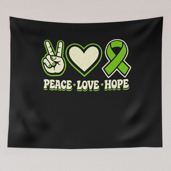 Item preview, Peace Love Hope Mental Health Awareness Green Ribbon Groovy designed and sold by clothesy7.
