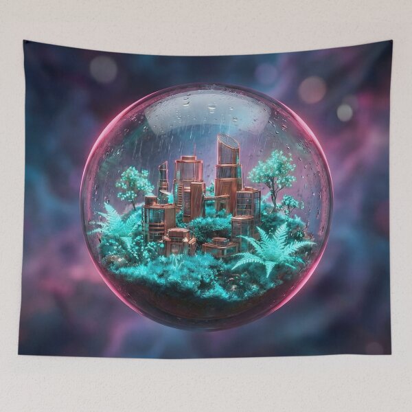 Item preview, Solarpunk City Terrarium Cyberpunk Micro World Orb designed and sold by MarCinu Art.