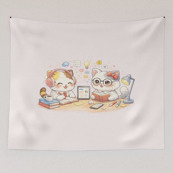 Item preview, Mochi & Lumi – Studying Together designed and sold by Mochi Studio.