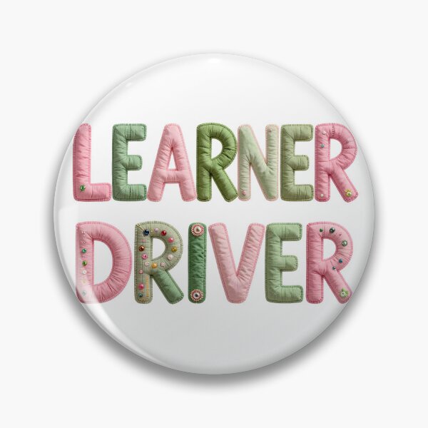 Item preview, LEARNER DRIVER - IN PINK & GREEN FAUX LETTERING designed and sold by AlexOBrienArt.