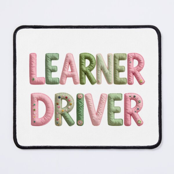 Item preview, LEARNER DRIVER - IN PINK & GREEN FAUX LETTERING designed and sold by AlexOBrienArt.