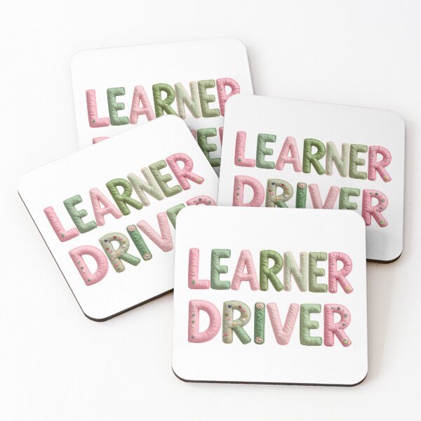Item preview, LEARNER DRIVER - IN PINK & GREEN FAUX LETTERING designed and sold by AlexOBrienArt.
