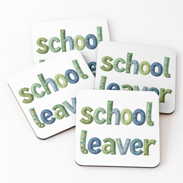 Item preview, SCHOOL LEAVER - IN GREEN & BLUE FAUX LETTERING designed and sold by AlexOBrienArt.