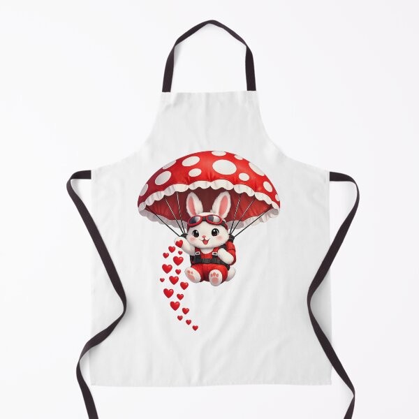 Item preview, Cute Bunny Parachuting with Red Mushroom Parachute – Spreading Love Hearts | Valentine Illustration designed and sold by MKVisions.