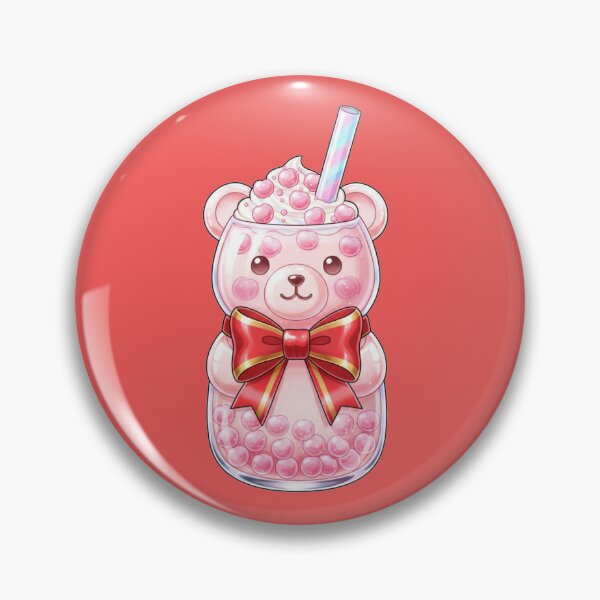 Item preview, Kawaii Pink Bear Boba Tea | Cute Aesthetic Milkshake with Red Bow designed and sold by AOG-DESIGNS.