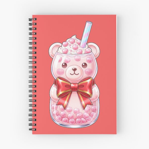 Item preview, Kawaii Pink Bear Boba Tea | Cute Aesthetic Milkshake with Red Bow designed and sold by AOG-DESIGNS.