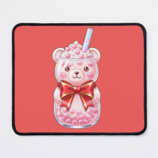 Item preview, Kawaii Pink Bear Boba Tea | Cute Aesthetic Milkshake with Red Bow designed and sold by AOG-DESIGNS.