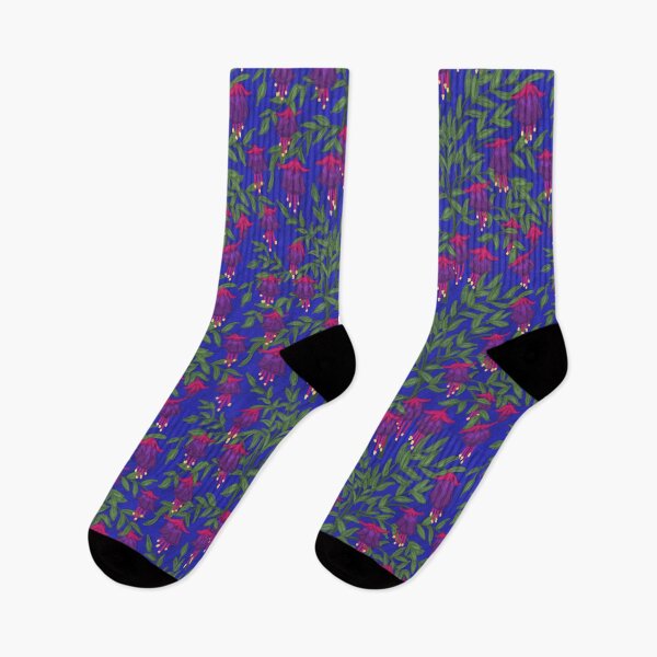 Item preview, Fuchsia Flower Seamless Pattern with Dark Blue Background designed and sold by NaliniLe.