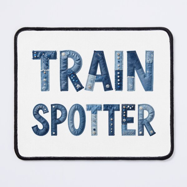 Item preview, TRAIN SPOTTER - IN DENIM FAUX LETTERING designed and sold by AlexOBrienArt.