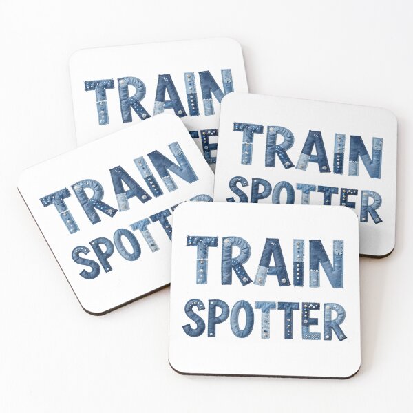 Item preview, TRAIN SPOTTER - IN DENIM FAUX LETTERING designed and sold by AlexOBrienArt.
