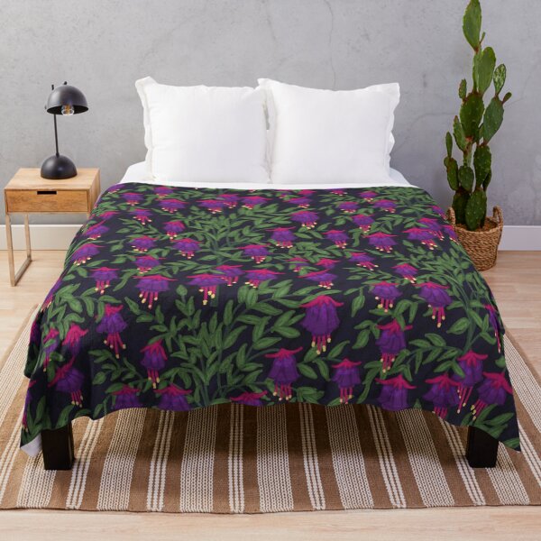 Item preview, Fuchsia Flower Seamless Pattern with Dark Background designed and sold by NaliniLe.