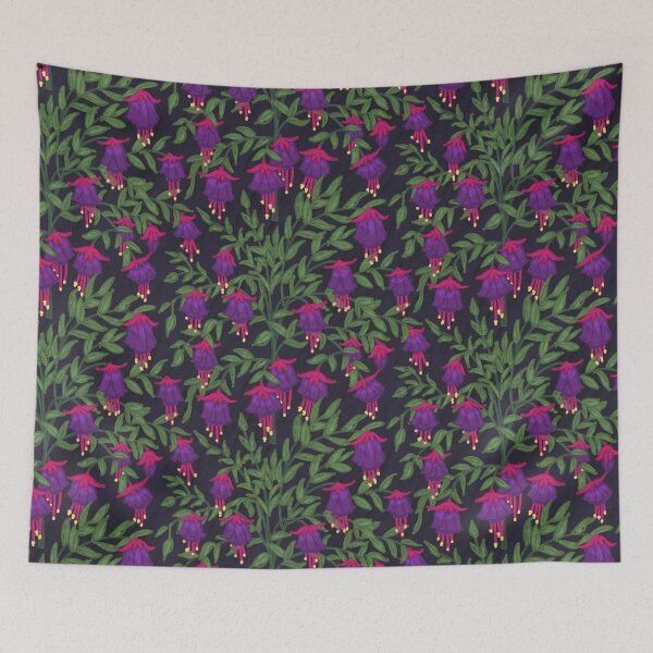 Item preview, Fuchsia Flower Seamless Pattern with Dark Background designed and sold by NaliniLe.