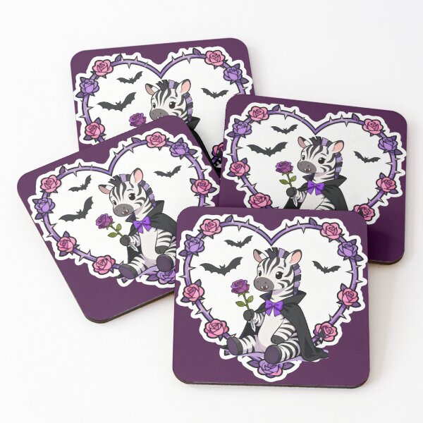 Item preview, Cute Vampire Zebra in Heart with Bats & Roses designed and sold by ZebraDazzleDesigns.