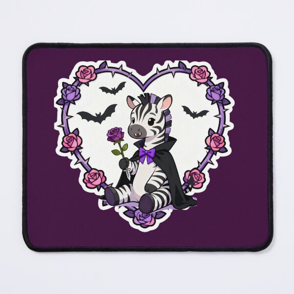Item preview, Cute Vampire Zebra in Heart with Bats & Roses designed and sold by ZebraDazzleDesigns.