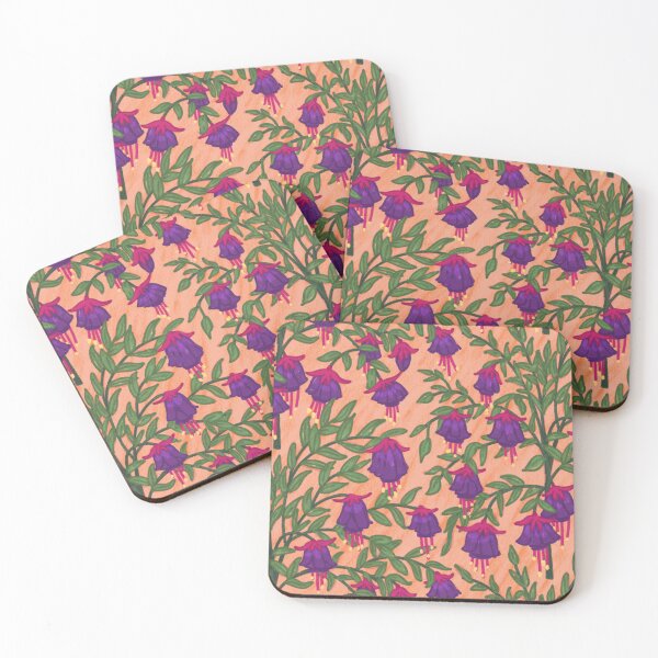 Item preview, Fuchsia Flower Seamless Pattern with Peach Background designed and sold by NaliniLe.