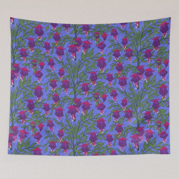 Item preview, Fuchsia Flower Seamless Pattern with Light Blue Background designed and sold by NaliniLe.