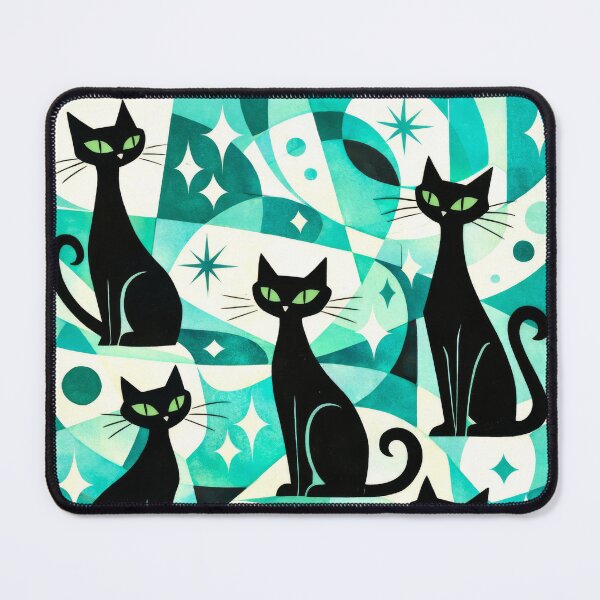 Item preview, Chic Mid mod Abstract Intense Gaze Aqua Cats designed and sold by scicilysimonee.
