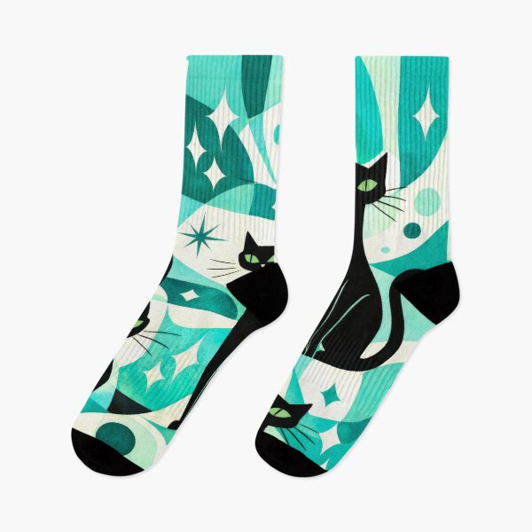 Item preview, Chic Mid mod Abstract Intense Gaze Aqua Cats designed and sold by scicilysimonee.