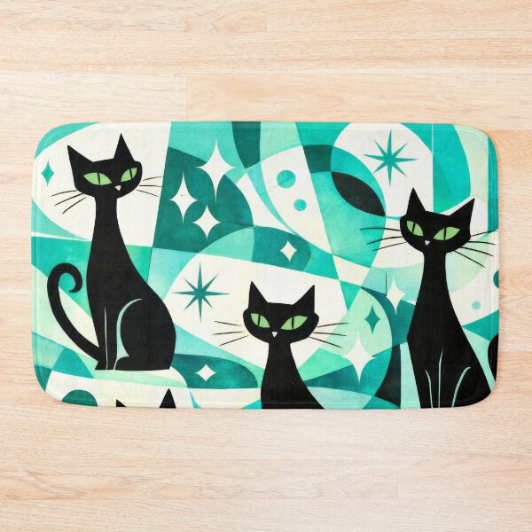 Item preview, Chic Mid mod Abstract Intense Gaze Aqua Cats designed and sold by scicilysimonee.