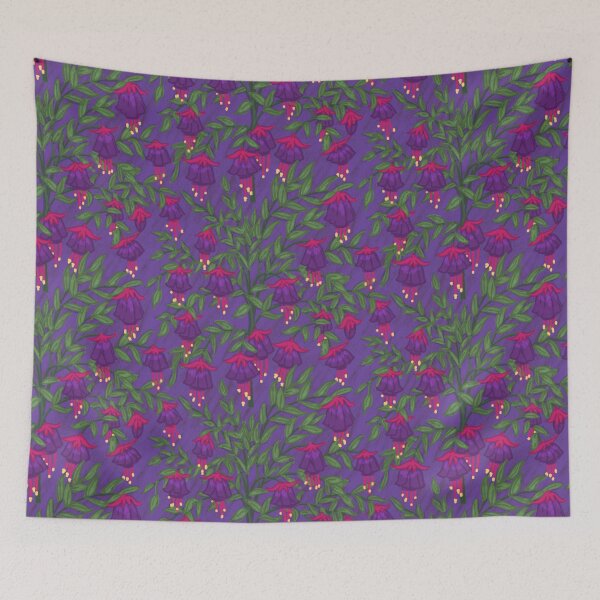Item preview, Fuchsia Flower Seamless Pattern with Purple Background designed and sold by NaliniLe.