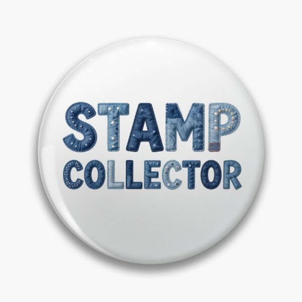 Item preview, STAMP COLLECTOR - IN DENIM FAUX LETTERING designed and sold by AlexOBrienArt.