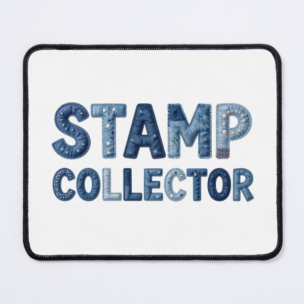 Item preview, STAMP COLLECTOR - IN DENIM FAUX LETTERING designed and sold by AlexOBrienArt.