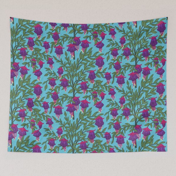 Item preview, Fuchsia Flower Seamless Pattern with Turquoise Background designed and sold by NaliniLe.