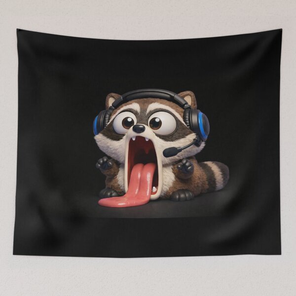 Item preview, Shocked Gamer Raccoon: High-Intensity Reaction designed and sold by Dreamy Armine Art.