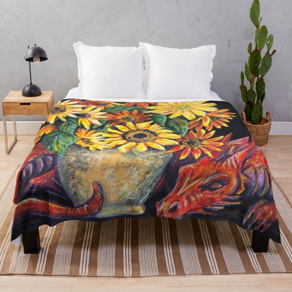 Item preview, "Litha Red Dragon and Sunflowers" by Renee Machan designed and sold by RMachanArt.
