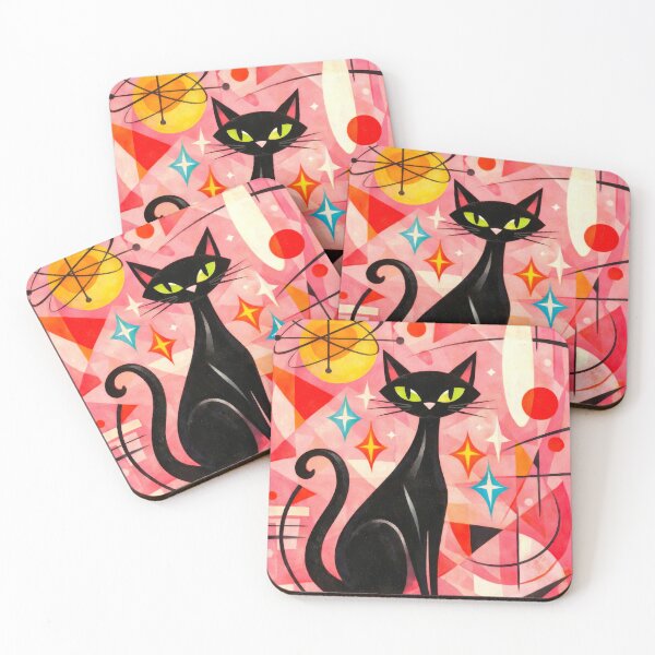 Item preview, Retro Modern Fifties Almond Eyes Atomic Era Cat designed and sold by scicilysimonee.