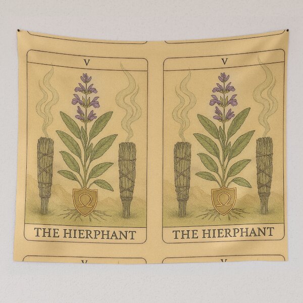 Item preview, The Hierophant Botanical Tarot — Sacred Bloom & Omega Shield designed and sold by LuxuryApparels.